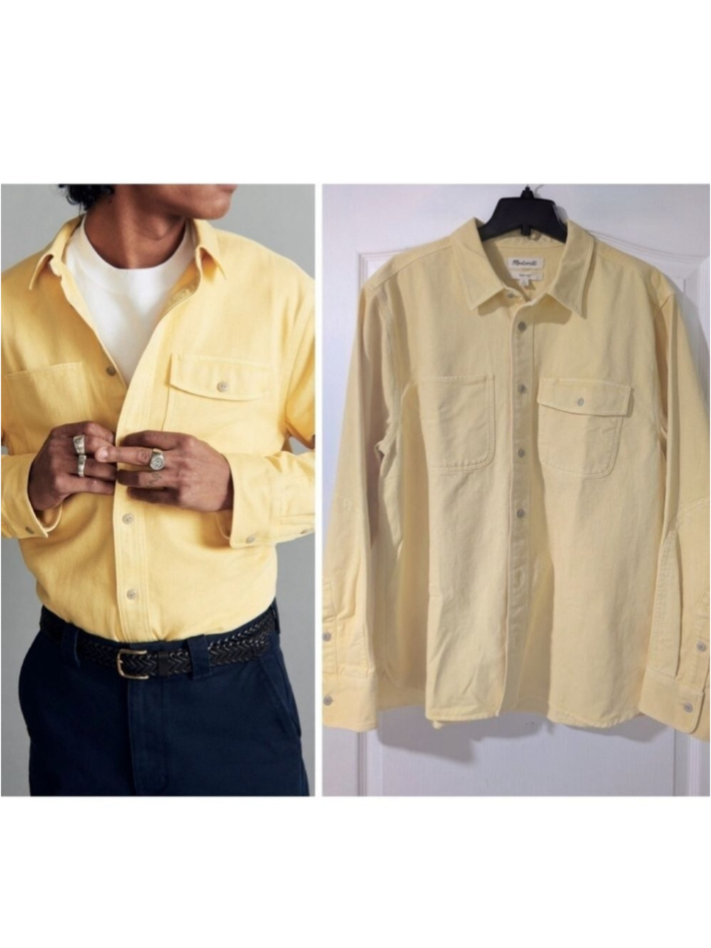 NWT Madewell | Garment-Dyed Work Shirt In Yellow